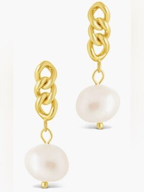 Brand New Faux Pearl Crisscross Drop Earrings